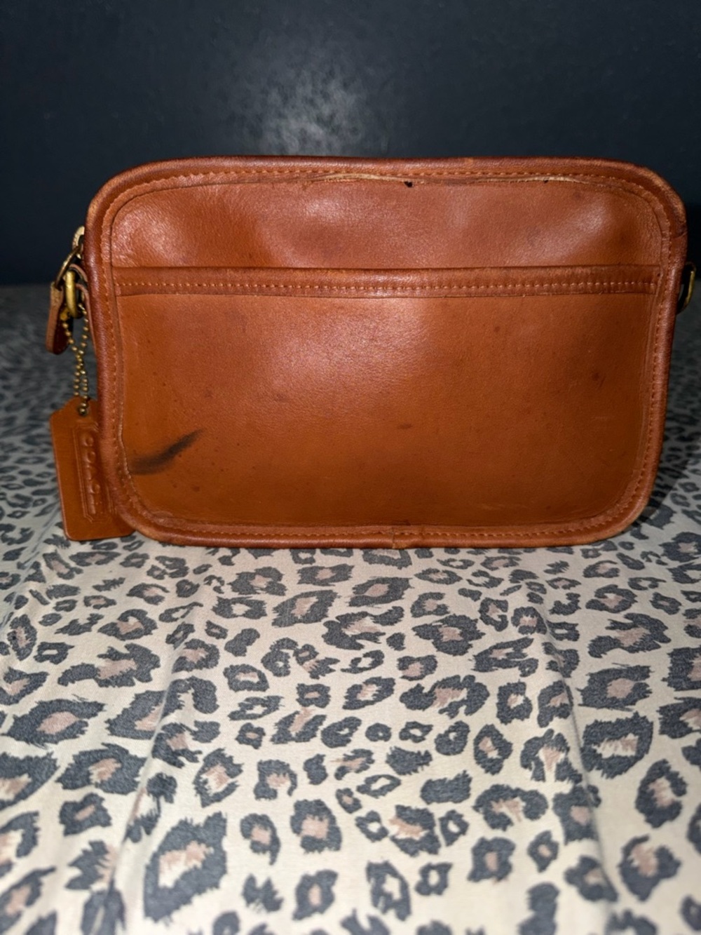 Vintage Coach Carnival Brown Crossbody Zip Leather Bag 9925